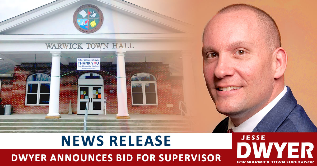 Mayor Jesse Dwyer announces bid for Warwick Supervisor